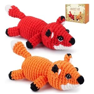 Crochet Fox Toy Set in Red and Orange